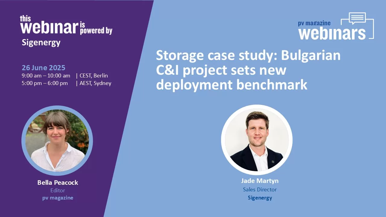 📢 Webinar pv magazine alături de Sigenergy | SC: Proiectul C&I din Bulgaria stabilește un nou standard de implementare