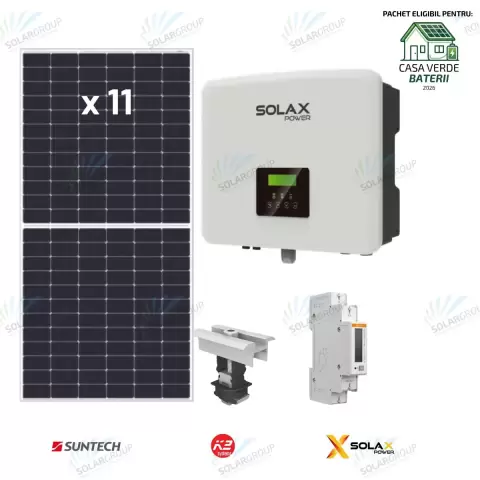 Pachet Fotovoltaic 5kw monofazat SolaX + Suntech + K2