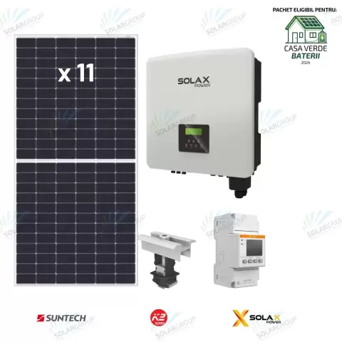 Pachet Fotovoltaic 5kw trifazat SolaX + Suntech + K2
